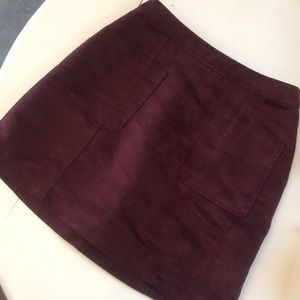 Faux suede high waisted skirt